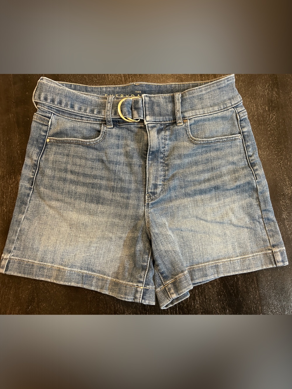 Classic Light Wash Denim Shorts with Double Ring Accent